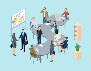 Concept of the coworking center. Business meeting. Multicultural team. Shared working environment.