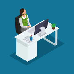 Workplace. Working on computer. Businessman looking at the laptop screen.