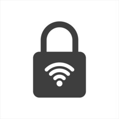 VPN - virtual private network icon. Simple shield with wi-fi symbol. Outline modern design element. Simple black flat vector sign with rounded corners.