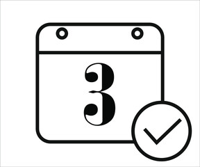 day 3 black and white calendar icon