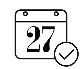 day 27 black and white calendar icon
