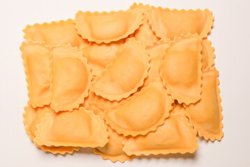 Raw ravioli as background. Healthy italian food.