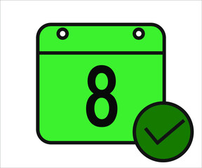 day 8 green calendar icon with white background.
days of the month