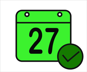 day 27 green calendar icon with white background.
days of the month