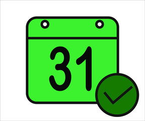 day 31 green calendar icon with white background.
days of the month