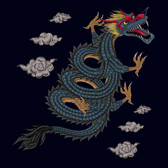 Traditional Japanese Dragon Illustration