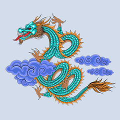 The best dragon illustration with clouds