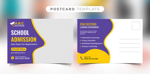 Modern school admission postcard template
