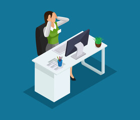 Workplace. Working on computer. Businessman looking at the laptop screen.