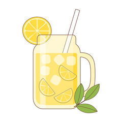 Lemonade in drinking can and slice of lemon
