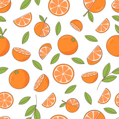 Seamless summer food pattern of orange