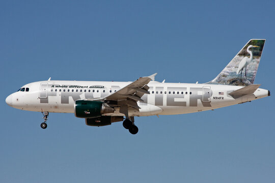 Frontier Airlines Airbus A319 Landing In Las Vegas