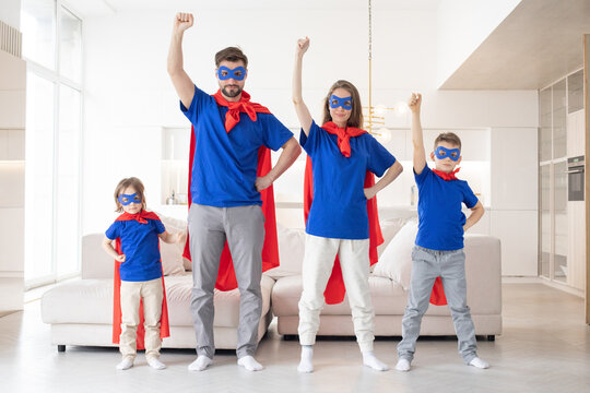 Superhero family at home