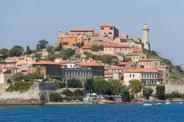 Seaside view of Portoferraio at the island of Elba in Italy