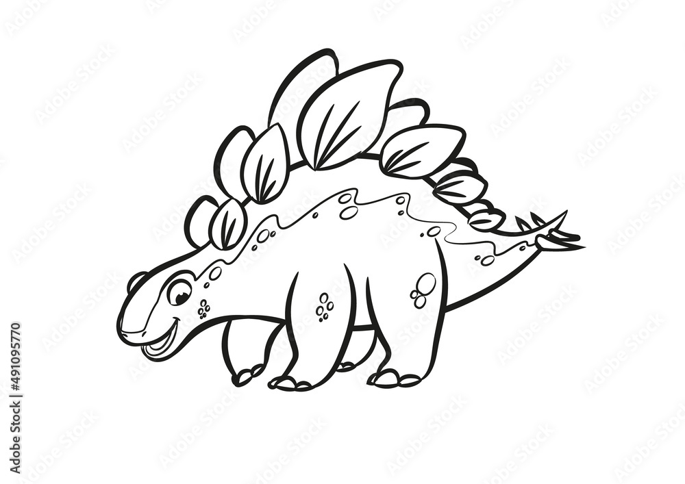 Wall mural stegosaurus cartoon illustration coloring book