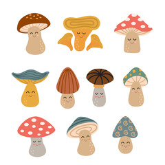 set of isolated cute mushrooms