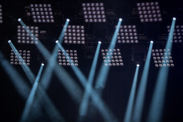 Stage overhead lights to illuminate musical concerts.