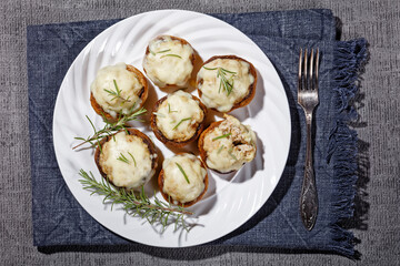 Chicken and Cheese Stuffed Mushrooms on plate