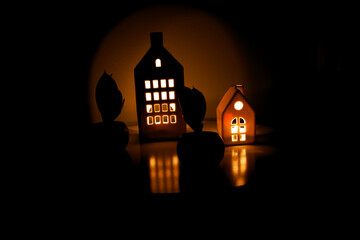 Candles burning in the dark