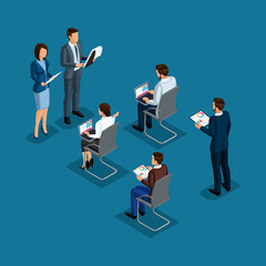 Concept of the coworking center. Business meeting. Multicultural team. Shared working environment.