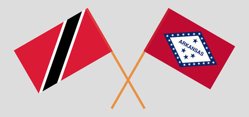 Crossed flags of Trinidad and Tobago and The State of Arkansas. Official colors. Correct proportion