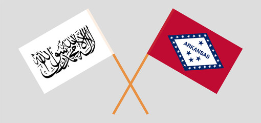 Crossed flags of Taliban and The State of Arkansas. Official colors. Correct proportion