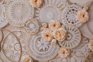 Crochet lace background. Design concept.
