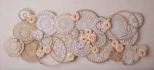 Crochet lace background. Design concept.

