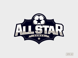 Modern professional emblem-logo with the image of a soccer ball. All Star