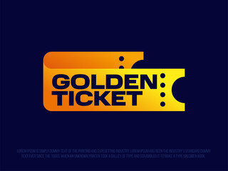 Modern professional logo emblem with the image of a ticket, with the inscription Golden ticket