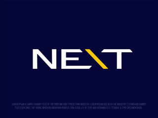 Modern professional logo lettering next with an arrow inside