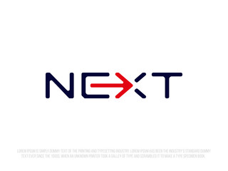 Modern professional logo lettering next with an arrow inside