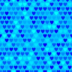 Tech background. Filled pattern of hearts. Cyan colored seamless background