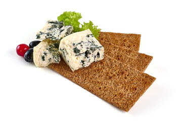 Blue cheese, Gorgonzola, isolated on white background.