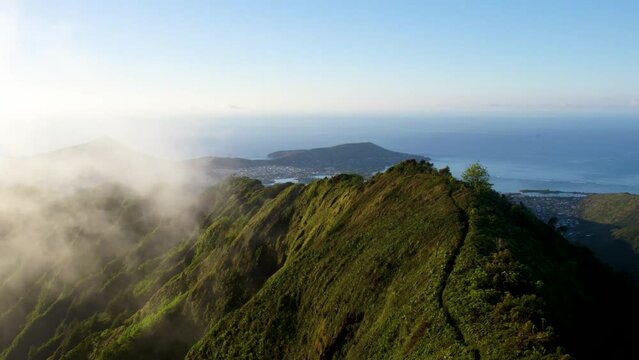 Tropical Koolau Mountains and Koko Head at Sunrise on Oahu, Hawaii