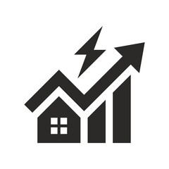 Electricity price icon. Cost of living. Vector icon isolated on white background.