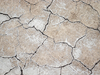 Cracks and surface defects. Flat lay in gray and beige tones.