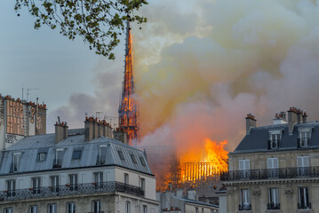 Notre Dame Cathedral on fire