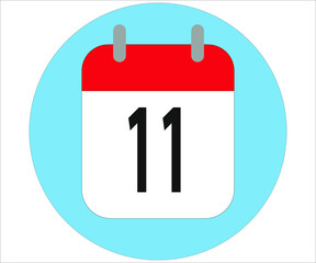 day 11 red calendar icon with blue circle on white background