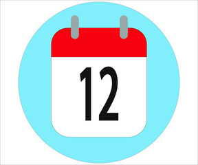 day 12 red calendar icon with blue circle on white background