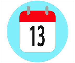 day 13 red calendar icon with blue circle on white background