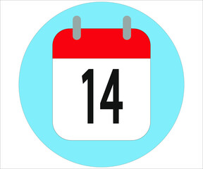 day 14 red calendar icon with blue circle on white background
