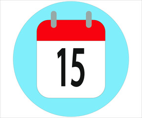 day 15 red calendar icon with blue circle on white background