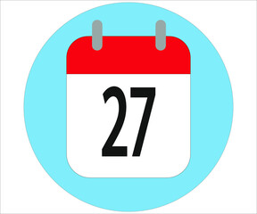 day 27 red calendar icon with blue circle on white background