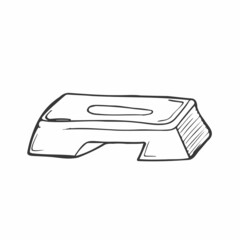 Aerobic Exercise Stepper Platform. Sport. Gym. Equipment. Fitness routine. Active lifestyle. Hand drawn illustration. Colorful icon isolated on white background. Vector EPS10