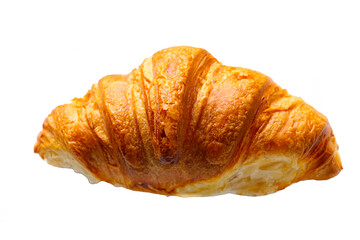 Fresh delicious croissant on a white background, isolated.
