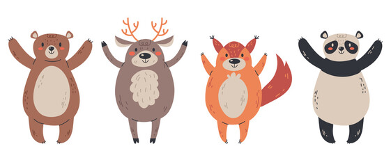 Forest animal graphic design element isolated set illustration