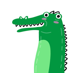 Naklejka premium Cute green crocodile, for children product illustrations, clothes design.
