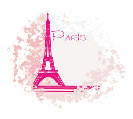 Fototapeta na wymiar artistic floral banner - eiffel tower in paris