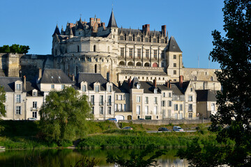 Fototapeta na wymiar Magnificent castle very famous of Amboise, a commune in the Indre-et-Loire department in central France. 